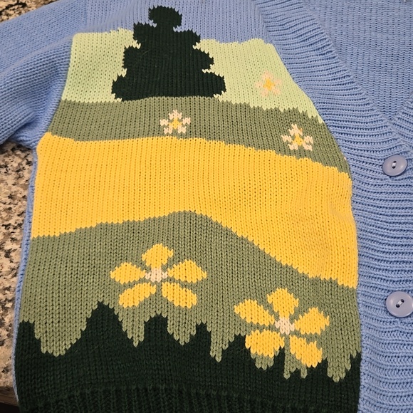 VINTAGE SUPPLY SPLIT NECK FLORAL CARDIGAN .SIZE SMALL. MADE IN THE U.K. FLOWERS - Picture 12 of 13